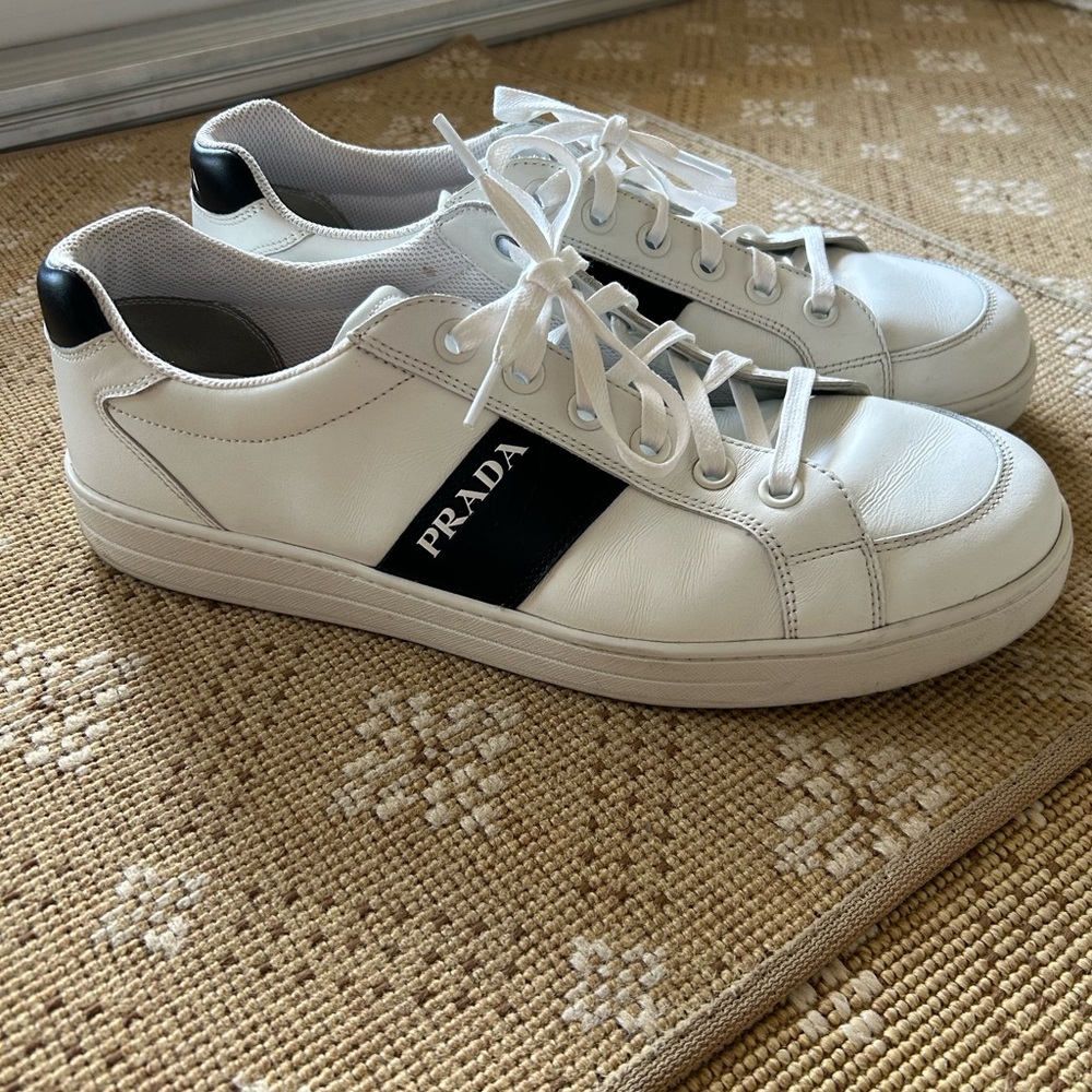 Prada Men's White and Black Sneakers Prada Size 10 (US 11)
